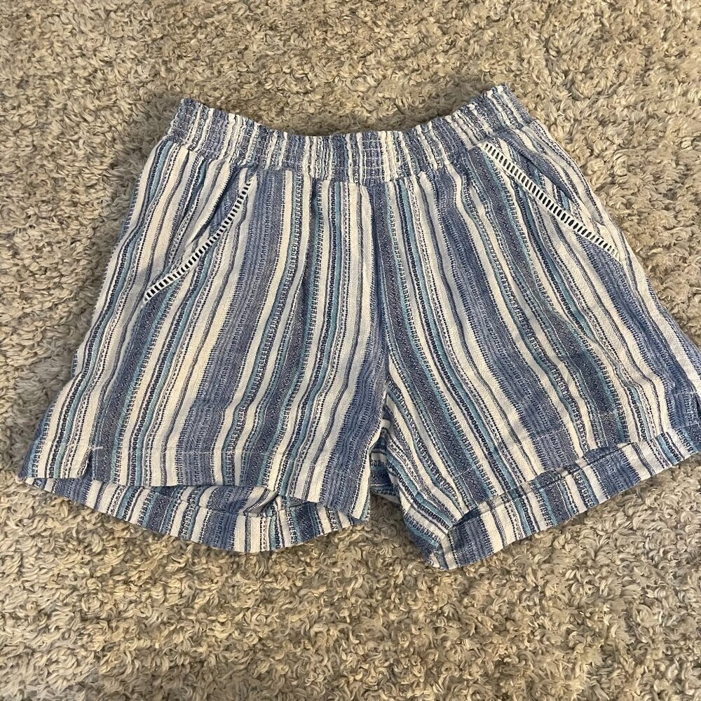 Briggs Blue White Striped Pull On Shorts Size S Textured Summer